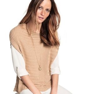 WHBM Detachable Scarf Pullover Rich Camel Tan Knit Oversized Convertible Sweater